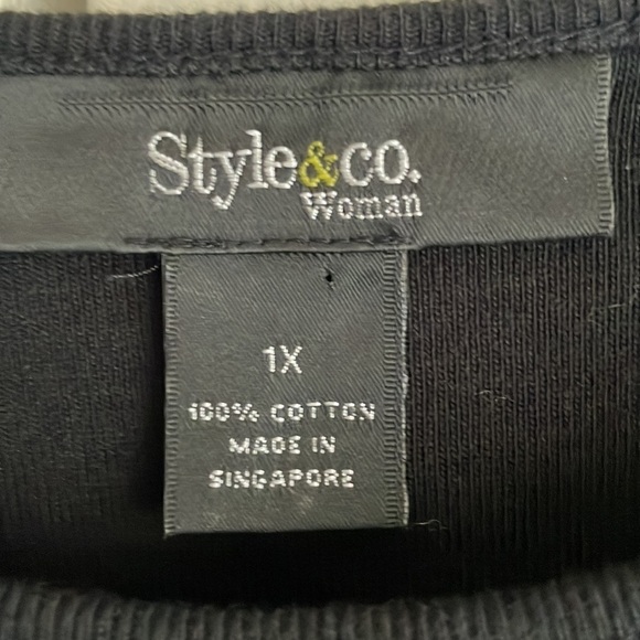 STYLE & CO. WOMAN 100% COTTON BLACK SLEEVELESS TOP SIZE 1X - Picture 3 of 3